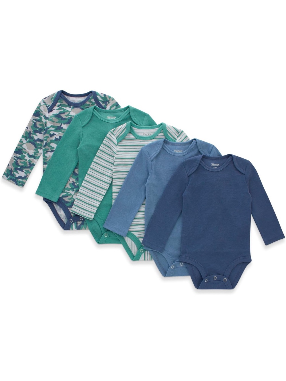 Hanes Baby Long Sleeve Bodysuit, Ultimate Flexy Onesie Bodysuits 5-Pack